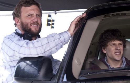Jesse Eisenberg et Ruben Fleischer sur le plateau du film Zombieland