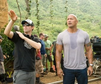 Sur le plateau du film Journey 2: The Mysterious Island
