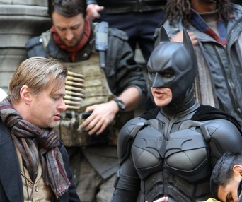 Sur le plateau du film The Dark Knight Rises