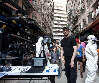 Sur le plateau du film Contagion