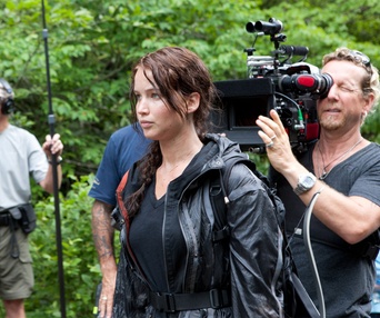 Sur le plateau du film The Hunger Games
