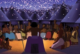 Une scène du film Kirikou et les hommes et les femmes Une scène du film Kirikou et les hommes et les femmes