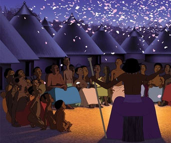 Une scène du film Kirikou et les hommes et les femmes