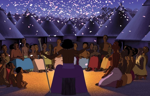 Une scène du film Kirikou et les hommes et les femmes