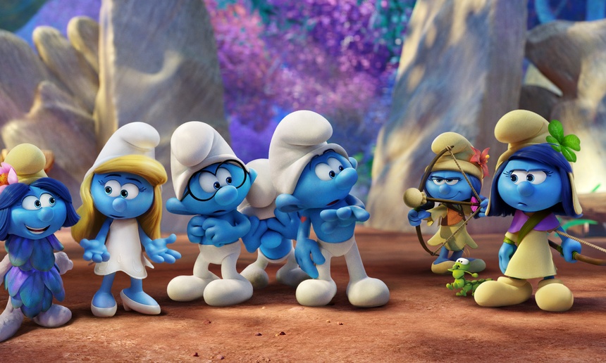 Les mascottes des Schtroumpfs de passage au Québec