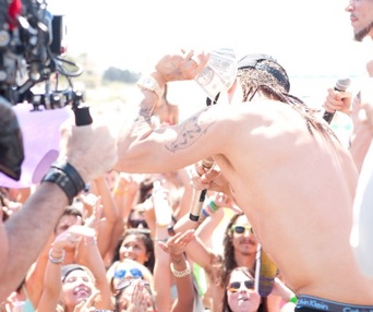 Sur le plateau du film Spring Breakers