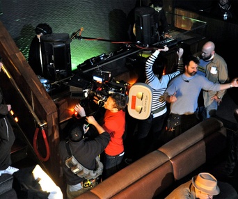 Sur le plateau du film Holy Rollers