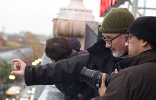 David Fincher sur le plateau du film The Social Network