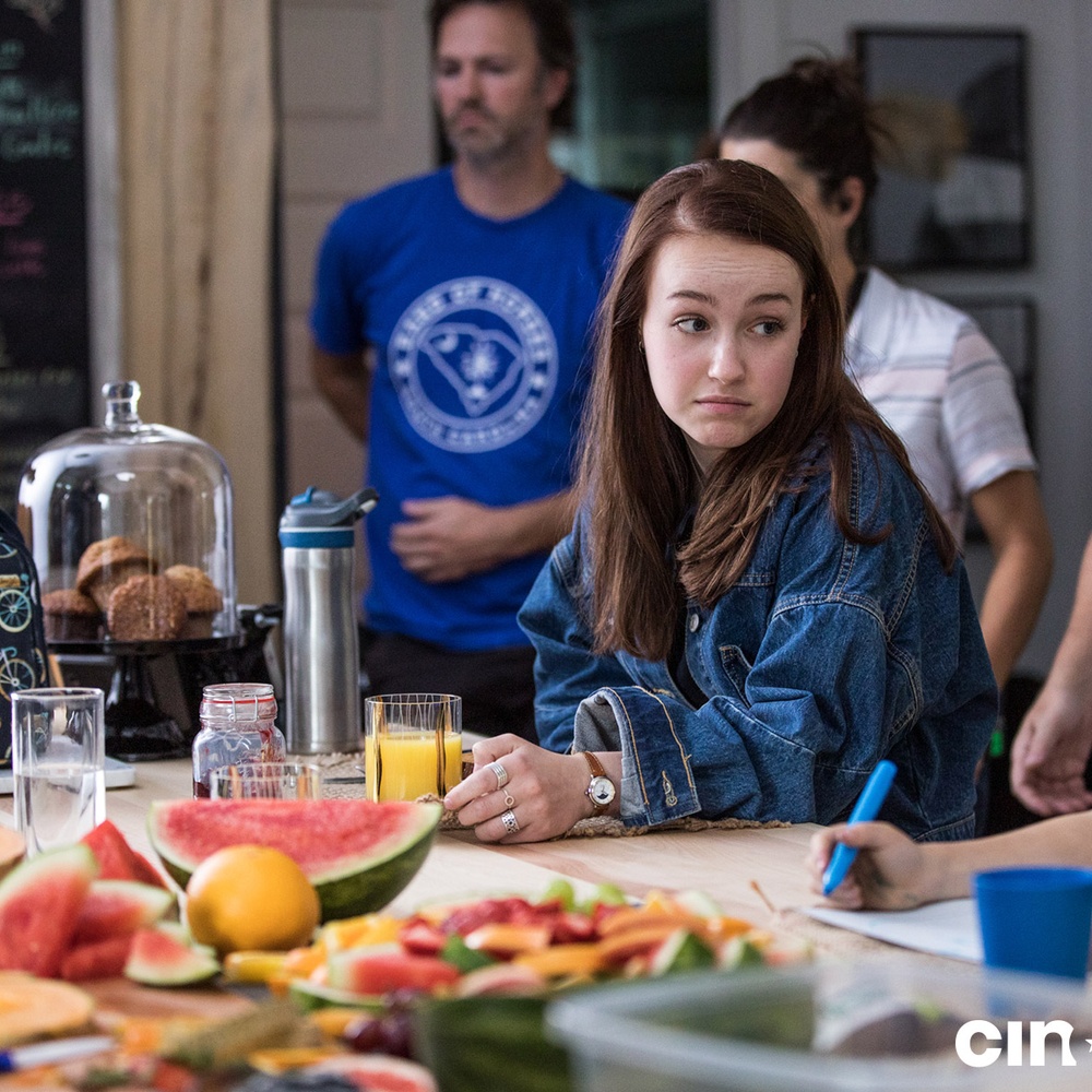 Sur le plateau du film Le guide de la famille parfaite