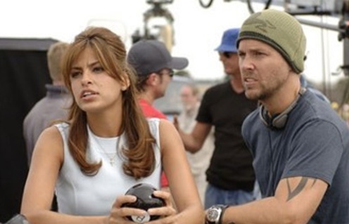 Mark Steven Johnson et Eva Mendes sur le plateau de Ghost Rider