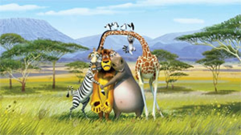 Alex, Melman, Gloria, Marty et leurs amis dans le film Madagascar : Escape 2 Africa