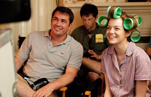 Tate Taylor et Emma Stone sur le plateau de The Help
