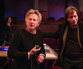Sur le plateau du film La vénus à la fourrure