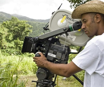 Sur le plateau du film The Losers