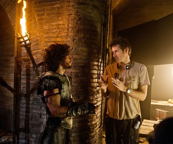Sur le plateau du film Pompeii