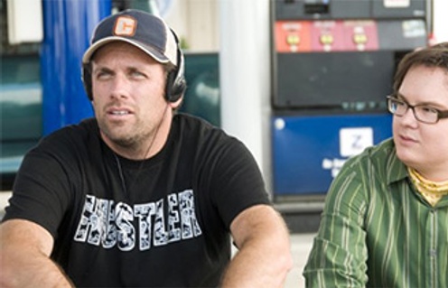 Sean Anders (gauche) et Clark Duke sur la plateau de Sex Drive