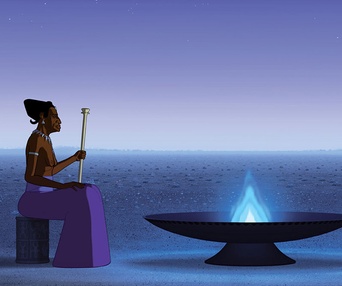 Une scène du film Kirikou et les hommes et les femmes