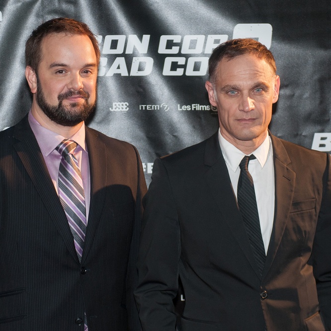 Sur le tapis rouge du film <em>Bon Cop Bad Cop 2</em>