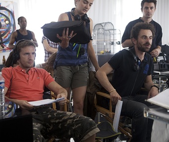 Sur le plateau du film Babysitting