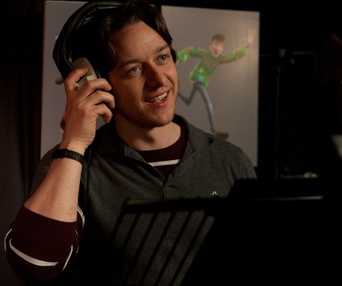 Dans le studio d'enregistrement du film Arthur Christmas