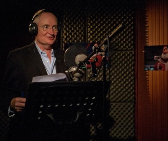 Dans le studio d'enregistrement du film Arthur Christmas