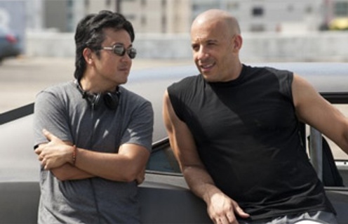 Justin Lin et Vin Diesel sur le plateau de Fast Five