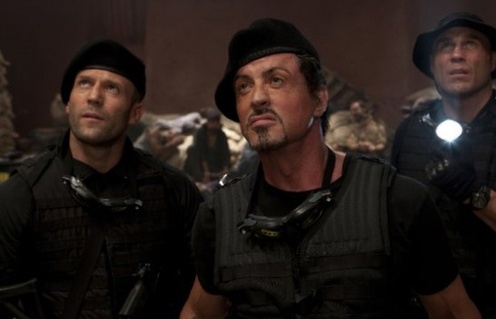 Sylvester Stallon, Jason Statham et Randy Couture dans The Expendables