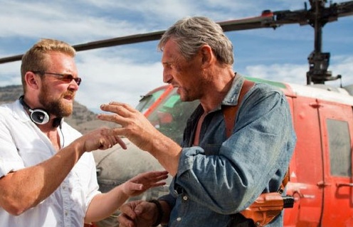 Liam Neeson et Joe Carnahan sur le plateau du film The A-Team
