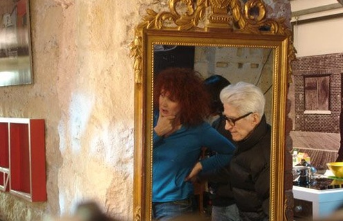 Sabine Azéma et Alain Resnais sur le plateau de Les herbes folles