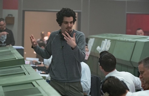Damien Chazelle sur le plateau de First Man