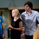 Anna Faris,Bill Hader, Phil Lord et Chris Miller sur le plateau de Cloudy with a Chance of Meatballs