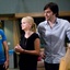 Anna Faris,Bill Hader, Phil Lord et Chris Miller sur le plateau de Cloudy with a Chance of Meatballs