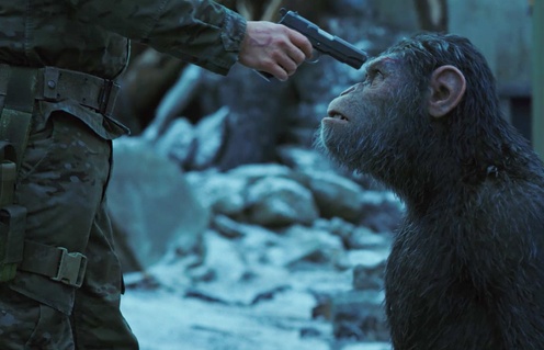 Une scène du film La guerre de la planète des singes